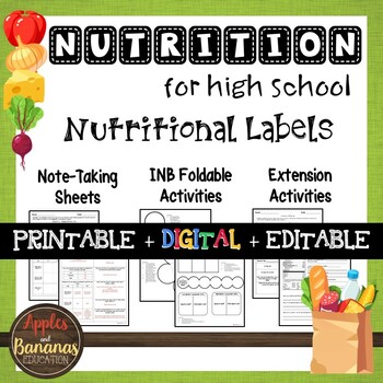 Preview of Nutritional Labels - Interactive Note-Taking Materials