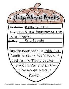Preview of Nuts About Books Book Report