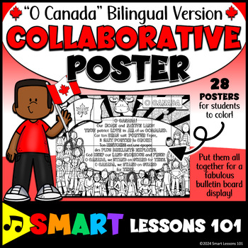 Preview of O CANADA Bilingual Version Collaborative Poster Activity | O CANADA Bulletin Brd