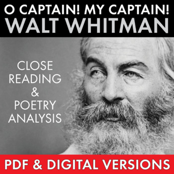 Preview of O Captain! My Captain! Walt Whitman Poetry Analysis, PDF & Google Drive, CCSS