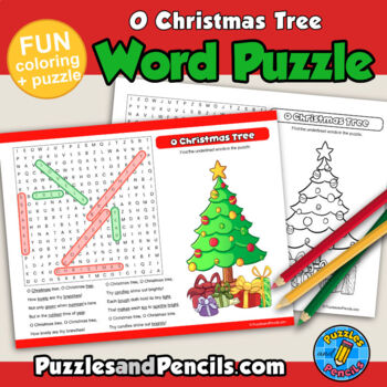 O Christmas Tree Activity | Word Search Puzzle with Coloring ...