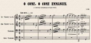 Preview of O Come O Come Emmanuel - Brass Quartet Fanfare Introduction