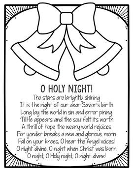 O Holy Night Christmas Hymn Coloring Page Poster Tpt