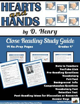 Preview of O. HENRY | Hearts and Hands | Close Reading Study Guide | Worksheets