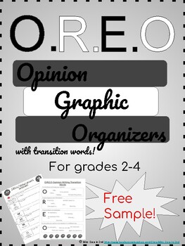 Preview of O.R.E.O Opinion/Persuasive Writing Graphic Organizers with Transition Word Lists