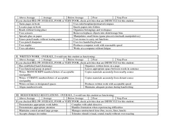 Preview of O.T. Progress forms and Checklist for Teachers