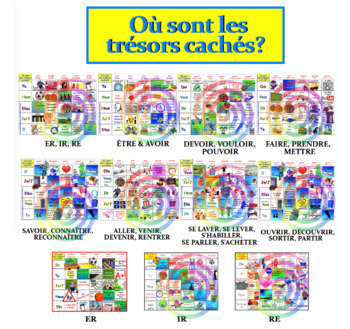 Preview of Où sont les trésors cachés? (The 10 verb games bundle +)