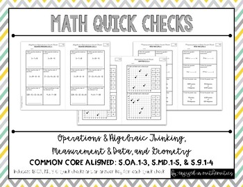 Preview of OA, MD, & Geometry Quick Checks (5th Grade Common Core Aligned Assessments)