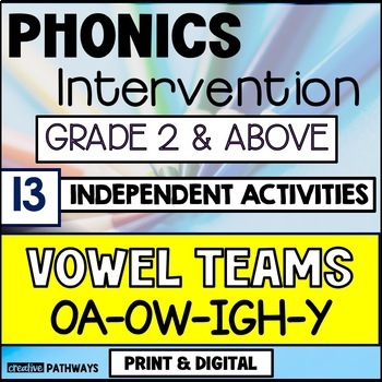 Preview of OA, OW, IGH & -Y Vowel Team Phonics Activities-A Reading Intervention