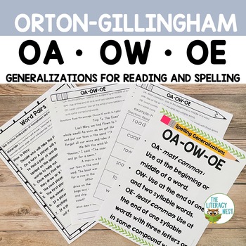 Preview of OA OW OE Spelling Rules for Orton-Gillingham Lessons