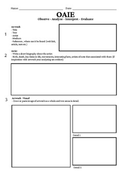 Preview of OAIE 4 step Art Writing worksheet