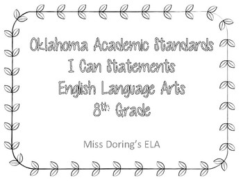 Preview of OAS (Oklahoma Academic Standards) 8th Grade ELA - I Can Statements