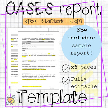 Preview of OASES assessment stuttering report template | Fluency | Speech language therapy