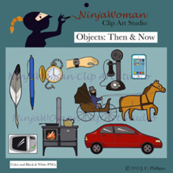 Preview of OBJECTS: Then & Now Clip Art