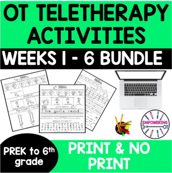Preview of OCCUPATIONAL THERAPY Teletherapy prek-6 grade BUNDLE OT Distance Learning 6 wks.
