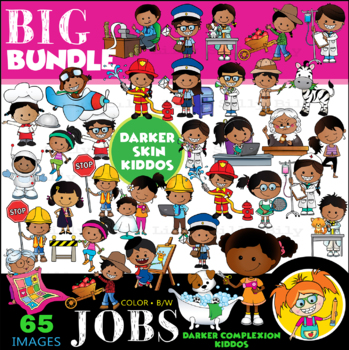 Preview of OCCUPATIONS ( Darker complexion kiddos) - BIG Clipart BUNDLE.