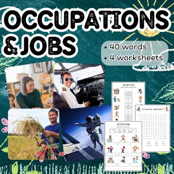 Preview of OCCUPATIONS & JOBS posters, flashcards with real pictures and wroksheet, vocab