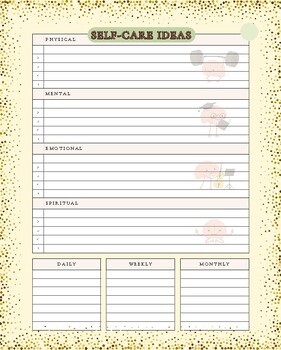 Preview of OCD Log Self-Care Ideas PAGE ONLY