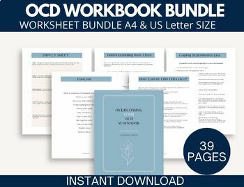 Preview of OCD Workbook, Anxiety Disorder Worksheet, Anxiety Lessons, CBT Worksheets