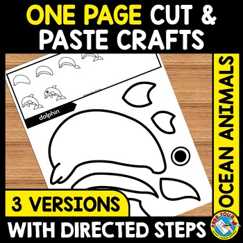 Preview of OCEAN ANIMAL ACTIVITY CUT & PASTE CRAFT SHEET MAY JUNE COLORING PAGE COLOR GLUE