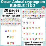OCEAN ANIMAL CRYPTOGRAM BUNDLE: 20 pages w/ UPPER &LOWERCA