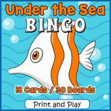 OCEAN ANIMALS THEMED  BINGO & Memory Matching Card Game Activity