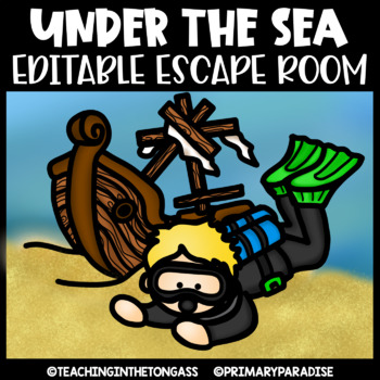 Preview of Ocean Escape Room Math & ELA Printable Activities