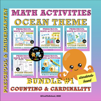 Preview of OCEAN THEME COUNTING & CARDINALITY BUNDLE #1