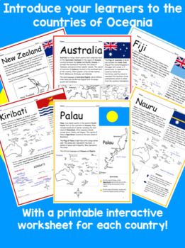 Preview of OCEANIA COUNTRIES PRINTABLE WORKSHEETS BUNDLE