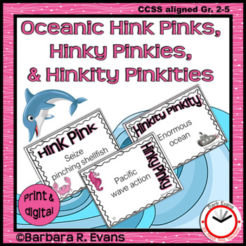 Preview of OCEANIC HINK PINKS, et al. PUZZLES Word Riddles Task Cards Vocabulary GATE