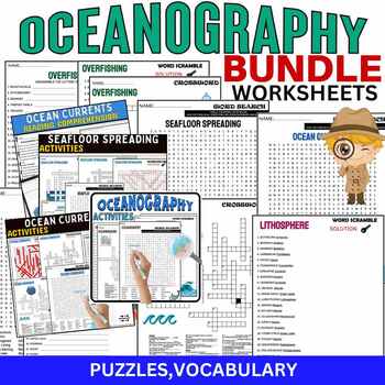 Preview of OCEANOGRAPHY,Overfishing,Seafloor Spreading,Ocean Currents,Puzzles BUNDLE
