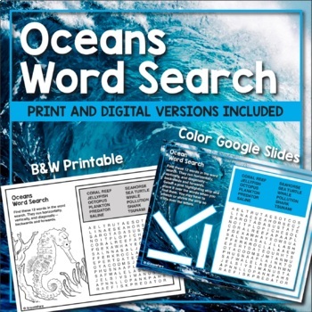 OCEANS: Biomes, Habitats, Ecosystems Word Search — Printable & Digital ...