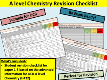 Preview of OCR A Level Chemistry Revision Checklist
