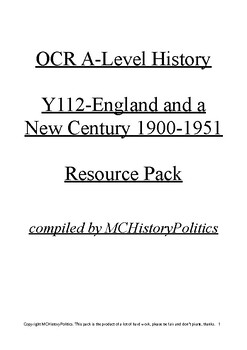 Preview of OCR Y112 England and a New Century 1900-1951 Resource Pack
