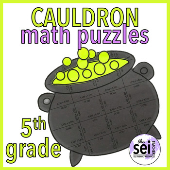 Preview of OCTOBER ACTIVITIES - FIFTH GRADE - MATH CENTERS MATH PUZZLE MATH CRAFT