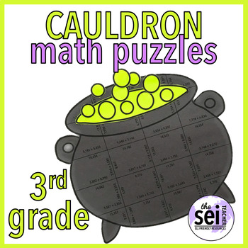 Preview of OCTOBER ACTIVITIES - THIRD GRADE - MATH CRAFT MATH PUZZLE MATH CENTERS