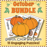 OCTOBER BUNDLE - 11 Fall Word Search & Crossword Worksheet