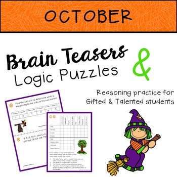 Preview of OCTOBER Brain Teasers & Logic Puzzles FREEBIE