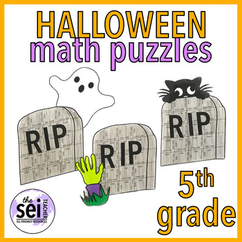 Preview of OCTOBER CRAFT - FIFTH GRADE - MATH CENTERS MATH ACTIVITIES MATH PUZZLE