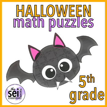 Preview of OCTOBER CRAFT - FIFTH GRADE MATH CENTERS MATH PUZZLE MATH ACTIVITIES