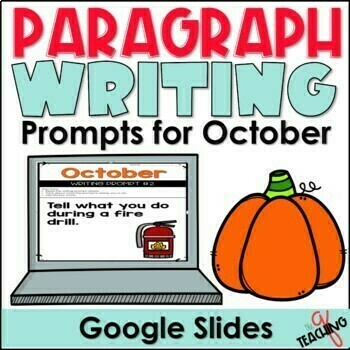 Preview of OCTOBER Digital Paragraph Writing Prompt and Practice 2nd 3rd Grade