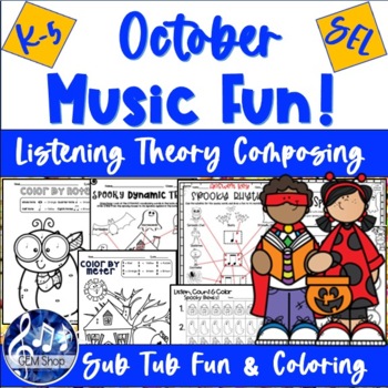 Preview of OCTOBER Music Worksheets SEL Activities Theory Songs Games Composing Listening