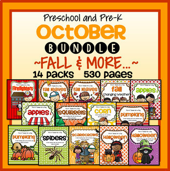 Preview of OCTOBER Fall Themes Curriculum BUNDLE for Preschool Pre-K Lessons and Activities