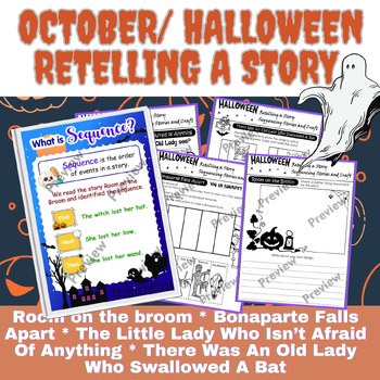 Preview of OCTOBER/ Halloween Retelling a Story | Sequencing Stories and Craft activities