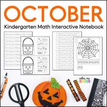 Preview of OCTOBER Interactive Math Notebook Journal Prompts for Kindergarten