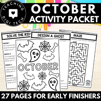 Preview of OCTOBER Morning Work | Early Finisher Independent Activity Packet | Fast Finish