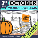 OCTOBER WORD PROBLEMS Math 3rd Grade Third Activities Work