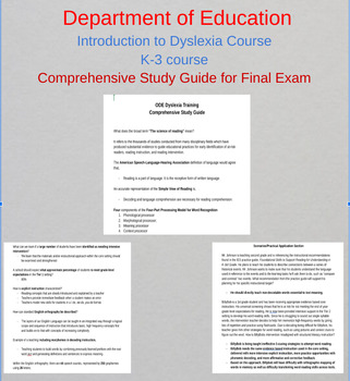 Preview of ODE Introduction to Dyslexia, Grades K-3 course Study Guide