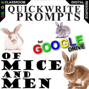 Preview of OF MICE AND MEN Quickwrite Journal Activity DIGITAL Bellringer Writing Prompts