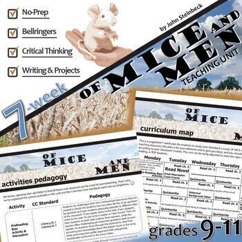 Preview of OF MICE AND MEN Novel Study Unit Plan Activities Steinbeck Prereading Quizzes
